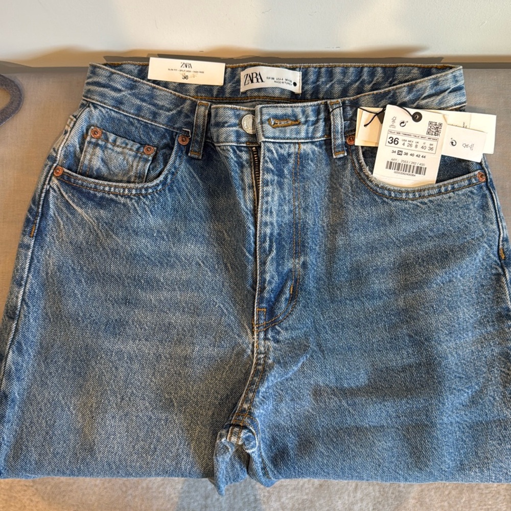 Zara high rise, slim fit jeans